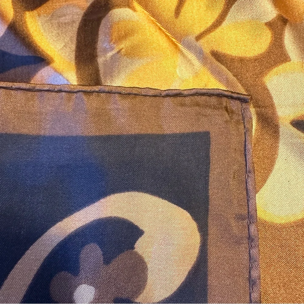 Groovy Floral Square Scarf Brown Copper Tones - OEI